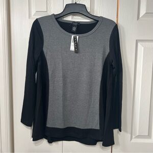 Grace Casual Two Tone Long Sleeve lightweight Sweater Top Flowing Wm M NWT